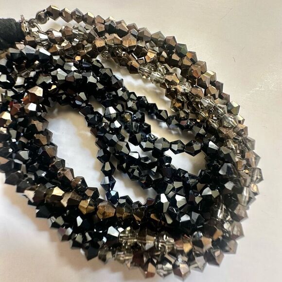 Grey beaded multi strand long necklace - Picture 7 of 8